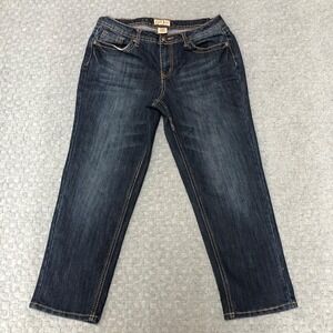 Earl Jean Jeans Womens Size 10 Blue Dark Wash Straight Leg Stretch Embroidered